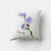 チコリー花の水色 クッション (裏面)