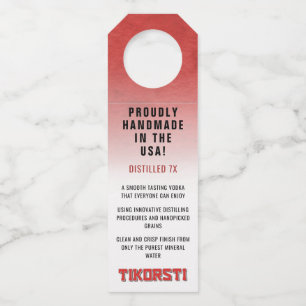 チコルスティ蒸留7倍のクリーンな手作りウォッカ ボトルネックタグ