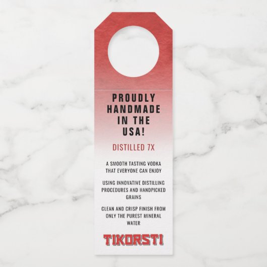チコルスティ蒸留7倍のクリーンな手作りウォッカ ボトルネックタグ (正面)