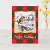 チショルム タートルン/ロビン カスタマイズ クリスマス カード (黄色い花)