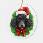 チストマスリースブラックプードル セラミックオーナメント (左)