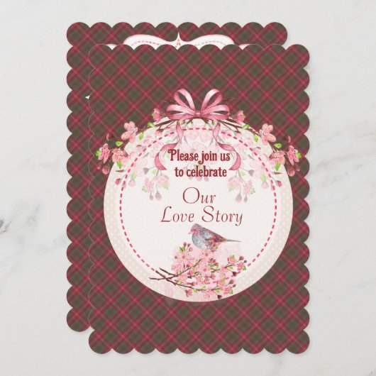 チスホルムウェザードスコットランドタータンチェック 招待状 (正面/裏面)