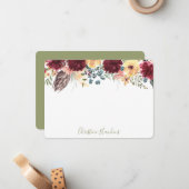 チスルパーソナライズされたウォーターカラーワインフローラ開花 ノートカード (正面/裏面インサイチュ)