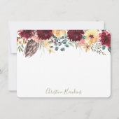 チスルパーソナライズされたウォーターカラーワインフローラ開花 ノートカード (正面)