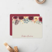 チスルパーソナライズされたウォーターカラーワインフローラ開花 ノートカード (正面/裏面インサイチュ)