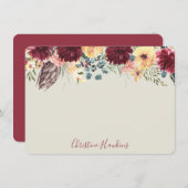 チスルパーソナライズされたウォーターカラーワインフローラ開花 ノートカード (正面/裏面)