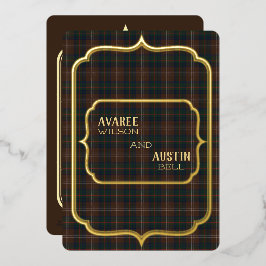 チゾルム・ハンティングタータン・ゴールド・フォイル 箔招待状