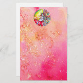 チタニア、ピンク色の黄色い赤いきらめき 便箋 (正面/裏面)