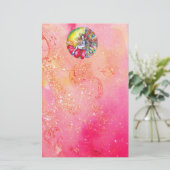 チタニア、ピンク色の黄色い赤いきらめき 便箋 (スタンド正面)