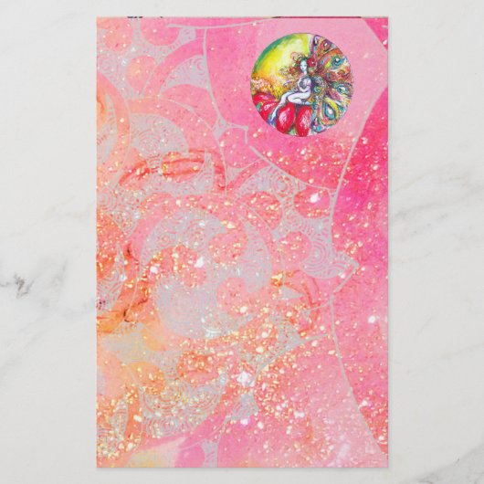 チタニア、ピンク黄色の赤 便箋 (正面)