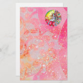 チタニア、ピンク黄色の赤 便箋 (正面/裏面)