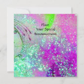 チタニア、ピンク、黄色、青、紫、赤のきらきら 招待状 (裏面)