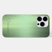 チタングリーン銀ステンレス鋼プリント iPhoneケース (裏面横)