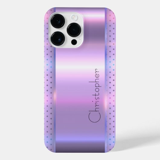 チタンピンク銀ステンレス鋼プリント iPhoneケース (裏面)