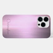 チタンピンク銀ステンレス鋼プリント iPhoneケース (裏面横)