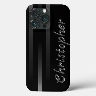 チタンブラックと銀ステンレス鋼プリント iPhone 13 PROケース