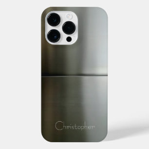 チタンブラック銀ステンレス鋼プリント iPhone 14 PRO MAXケース