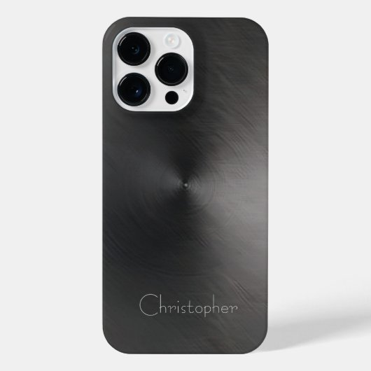 チタンブラック銀ステンレス鋼プリント iPhoneケース (裏面)