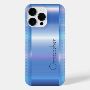 チタンブルー銀ステンレス鋼プリント iPhone 14 PRO MAXケース