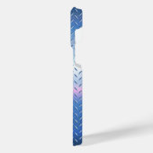 チタンブルー銀ステンレス鋼プリント iPhoneケース (左側面)