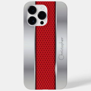 チタンレッド銀ステンレス鋼プリント Case-Mate iPhone 14 PRO MAXケース
