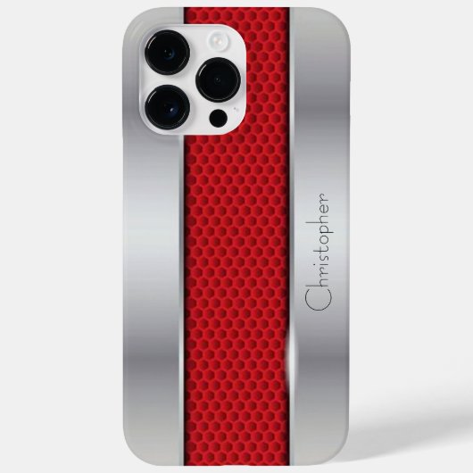 チタンレッド銀ステンレス鋼プリント Case-Mate iPhoneケース (裏面)