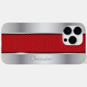 チタンレッド銀ステンレス鋼プリント Case-Mate iPhoneケース (裏面 (横))