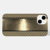 チタン研磨金ゴールドラジアルメタリックアイホン15 Case-Mate iPhoneケース (裏面 (横))