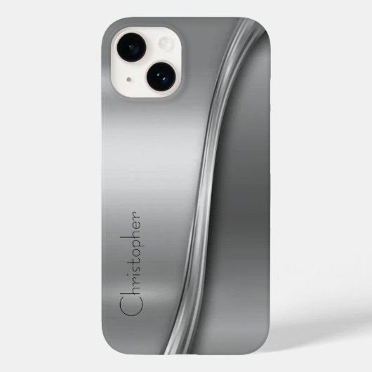 チタン研磨銀ラジアルメタリックアイホン15 Case-Mate iPhoneケース (裏面)