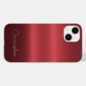チタン銀および赤色ステンレス鋼金属 Case-Mate iPhoneケース (裏面 (横))
