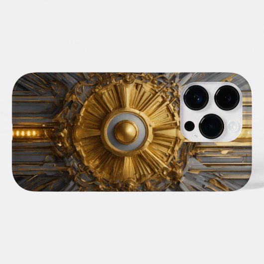 チタン銀および金ゴールドステンレス鋼プリント Case-Mate iPhoneケース (裏面 (横))