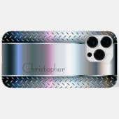 チタン銀ステンレス鋼プリント Case-Mate iPhoneケース (裏面 (横))