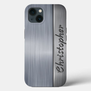 チタン銀ステンレス鋼プリント iPhone 13ケース