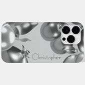 チタン銀ステンレス鋼プリント Case-Mate iPhoneケース (裏面 (横))