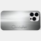 チタン銀ステンレス鋼プリント Case-Mate iPhoneケース (裏面 (横))