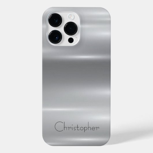 チタン銀ステンレス鋼プリント iPhoneケース (裏面)