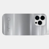 チタン銀ステンレス鋼プリント iPhoneケース (裏面横)