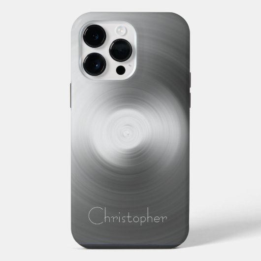 チタン銀ステンレス鋼プリント iPhoneケース (裏面)