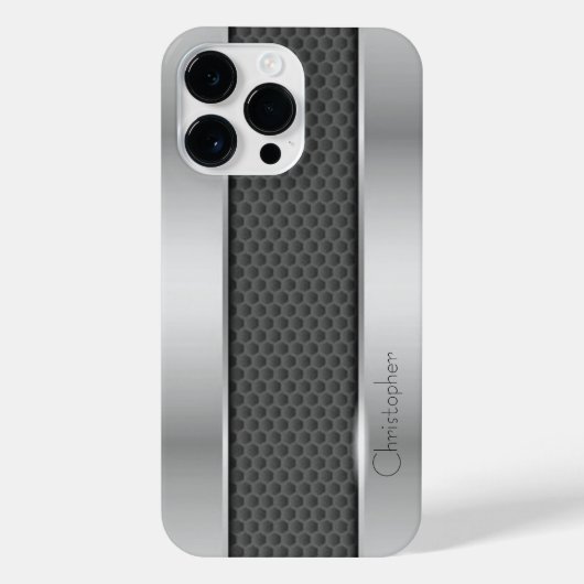 チタン銀ステンレス鋼プリント iPhoneケース (裏面)