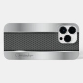 チタン銀ステンレス鋼プリント iPhoneケース (裏面横)