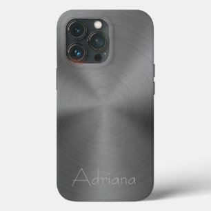 チタン銀灰色ステンレス鋼プリント iPhone 13 PROケース