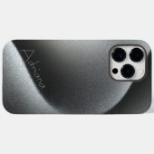 チタン銀灰色ステンレス鋼プリント Case-Mate iPhoneケース (裏面 (横))