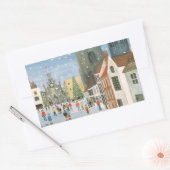 チチェスター大聖堂A雪景色 長方形シール (封筒)