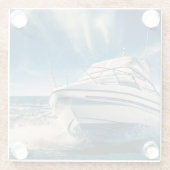 チチェスター港に入って来る力のボート ガラスコースター (裏面)