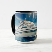 チチェスター港に入って来る力のボート マグカップ (正面左)