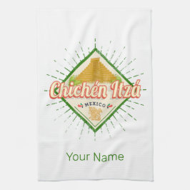 チチェンイッザメキシコレトロマヤンヴィンテージユカタン キッチンタオル