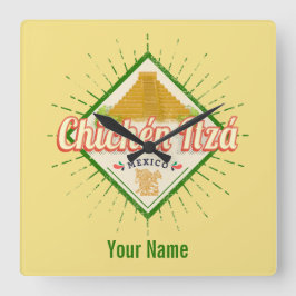 チチェンイッザメキシコレトロマヤンヴィンテージユカタン スクエア壁時計