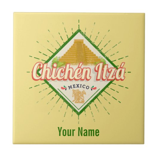 チチェンイッザメキシコレトロマヤンヴィンテージユカタン タイル (正面)