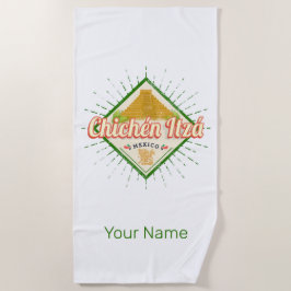 チチェンイッザメキシコレトロマヤンヴィンテージユカタン ビーチタオル