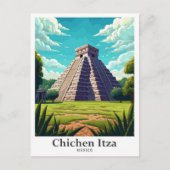 チチェンイツザメキシコヴィンテージトラベルイラストレーション ポストカード (正面)